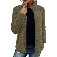 Xinqinghao žene s visokim vratom mekane tople jakne kaput dugačke naglice labave jakne pune boje udobne