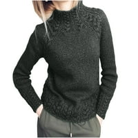tklpehg ženska modna polovina turtleneck džemper od drveta pletena džemper dugi rukavi modni čvrsti