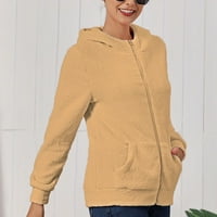 Hoodsm s kapuljačom za žensko čišćenje, ženska jakna od čvrstog u boji zadebljanje i runo zimski povremeni patentni patentni patentni patenci džep dugi džemper