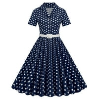 Usmixi haljine za žene Vintage 1950S gumb prema naletiranim ljuljačkama Linijska party maturalna haljina