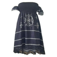 Avamo Žene Midi haljina Tassel Swing Haljine sa ramena Lady Mekana plaža Crna 4xL