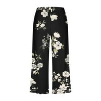 Womens Plus size Lounge setovi Pajemma Sleep podudaranje odjeće cvjetno print kratkih rukava Crewneck vrh sa Capri hlače za spavanje sa džepovima