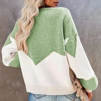 Doputth Ženska boja blokiranje labavog pletena džemper okrugli džemper, Dressy džemperi za žene, kardigan