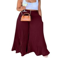 Niuer Ladies Boho sa džepovima Hlače Žene Labavi fit dno Visoki struk Holiday Solid Color Lounge Palazzo