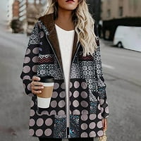 Zimska jakna za žene - dugi rukav kailiranske odjeće casual topli plišani kaput Turtleneck puna zip jakna crna