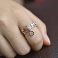 Luksuzna šuplja kubična cirkonija okrugla šarm dame prsten za prsten vjenčanica mladenka nakit bakar,
