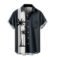 CLLIOS MENS's Havajske košulje ljetna grafička majica na plaži Labavi kratkih rukava s majicom za kuglanje