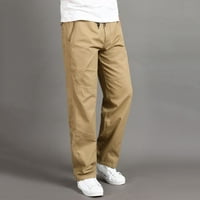 Pantalone za mens trendy plus veličine džep pune boje Ukupna labava pamučna velika veličina čipke udružene elastične strugove hlače hlače pantalone