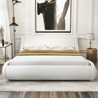 AmoLife kombiniran okvir za krevet sa zakrivljenim podesivim uzglavljem, FAU kožni tapecirani platforma.
