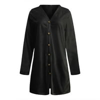 Symoidni ženski kaputi - modni čvrsti labavi karijski kardni kaput od kaputa od jesenja crni xxxl