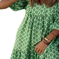 Voguele žene maxi haljina ljetna ljuljačka tiskana Casaul sandress labavo zeleno s