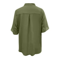 HWMODOU ženska bluza šifon košulja modni jesen ljetni vrhovi kratki rukav casual majice V izrez vrhovi