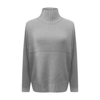Ženski džemper za kornjače Srednja duljina labav pulover dugih rukava, košulja od dno, sivo xxl