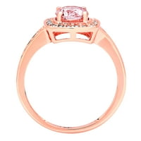 1.24ct okrugli rez ružičasti simulirani dijamant 14k ružičasti ružičasti zlatni graviranje izveštavanja godišnjica Angažovanost vjenčanja halo zvona veličine 7.75