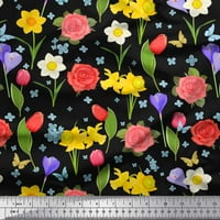 Soimoi modalni satenski tkanini narkudil, tulipan i ruža cvjetna ispis tkanina od dvorišta široka