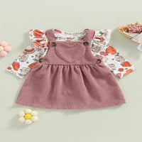 Lamuusaa Baby Girl Proljetne odjeće, dugi ruff ruffle bodysuit + corduroy ukupna set haljina