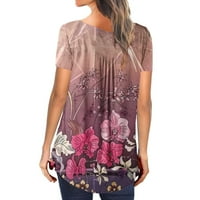 Ženski vrhovi bluza cvjetni kratki rukav povremeni dame modni V-izrez ljeto ljubičaste s
