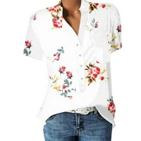 Bluze za žene Ženska ležerna košulja s kratkim rukavima s kratkim rukavima V-izrez Labavi bluza vrpce