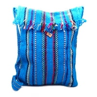 Gusta tkana prugasta uzorak prirodna konopska vunena fringe kvadratna križna torbica za torbicu - ručno rađeni boho putni dodaci