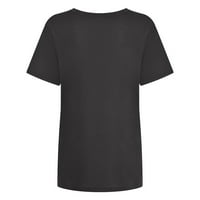 Cleance Ljetni vrhovi za žene Y2K casual vintage smiješne tiskane majice kratkih rukava, prevelika labava FIT Crewneck Black Bluza