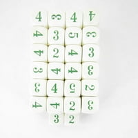 Slonovače neprozirne kockice sa zelenim brojevima d prosječne kockice od 50