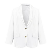 DrpGunly Jakne za žene, modni čvrsti otvoreni prednji dugi rukav džepni odijelo Blazers Dugme Dugme Owerwer, Blazers za žene Business Casual White XL