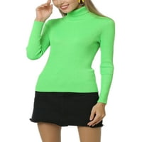 Beiwei Žene Ležerne prilike Pleteni džemper Solid Boja Slim Fit Tunika Bluza Dugih rukava Jumper Top Top Top Voća zelena 5xl