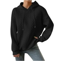 Knosfena ženska predimenzionirana dukserica Plus size Pokretač džepova kapuljača, prevelizirani kapuljač s kapuljačom pulover ženske vrhove čvrste boje, crna 3xl