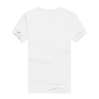 Sunce i Moon vrhovi za žene Crewneck Majice kratkih rukava Planeta grafički tees casual bluza Pamučne majice Ljetna tunika White-XL