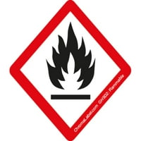 Trajni izdržljiv kvadrat D.O.T. Oznake opasnosti, GHS02: Naljepnica za zapaljivu piktogramu, 100 rola