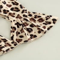 Wybzd Baby GirlsAuTumn Solid Color Dugi rukav Turtleneck Romper + Leopard Print Bowknot Flare hlače