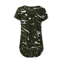 HHEI_K Ženska modna ležerna majica s tiskanim majicama ovratnik kratkih rukava pulover Top bluze za žene