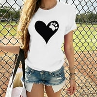 Wendunidne majice za žene Žene kratkih rukava O-izrez za otkucaju u obliku srca Ležerne prilike bluza