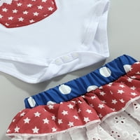 Newborn Baby Girls 4. jula Romper Set Stars Print Skrart suknje za skok sa kratkim rukavima