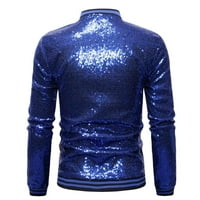 Zunfeo jakna za muškarce Cleariance- Turtleneck Trendy Sequin bomber jakna Zip-up Simbol slim slim slim