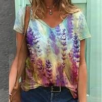 Ženska ležerna cvjetna print v izrez kratki rukav Ljetne košulje Trendy Comfy vrhovi labavi blusini