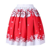 Selayray suknje za žensko seksi božićne santa otisnute ljuljačke performanse A-line labave suknje crvene xl