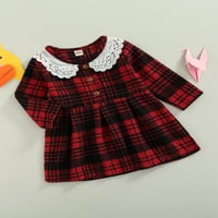 MA & Baby Toddler Baby Girg Božićne odijelo Dječja haljina od čipke na dugih rukava haljina