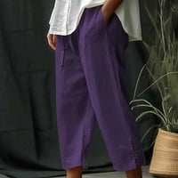 Ženski kapris sa džepovima modne žene Ljeto casual labavi kapljice elastične struke čvrste pantalone Capris hlače