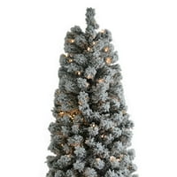 7. FT prelit snijeg, veštačko drvo, umjetno božićno drvce s toplim bijelim svjetlima, savjetima, metalnim postoljem i zglobovima