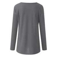 Košulje s dugim rukavima za žene Trendi Ženska zimska moda dugih rukava Labavi ispis Ležerne dubine V izrez Top bluza Siva l