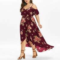 Seksi plus veličina haljine za žene špagete remen V izrez Maxi haljina cvjetna sitnica šifon maxi haljina