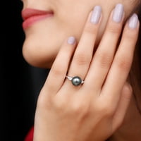Tahitian Pearl Solitaire prsten sa moissine, 14k bijelo zlato, SAD 9,00