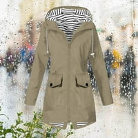 Homenesgenicki jakne za žene plus veličine Žene Čvrsto boje kišne jakne na otvorenom s kapuljačom, otporan na vjetar sa džepnim kaputom