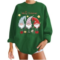 Ležerne prilike za božićne dukseve za žene tiskane pulover s dugim rukavima prevelizirani džemperi Dame