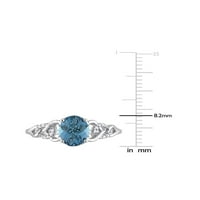 Carat London Blue Topaz prsten u 10k bijelo zlato s dijamantima