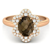 8x ovalna oblika Dimy kvarcn 10k ružičarski zlatni angažman ženski prsten
