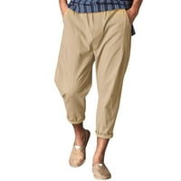 Muške pamučne ležerne hlače muške casual solid pantalone pant dužine pantne džep elastična struka pantnica