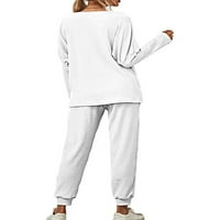 Dame Loungwer Direktor za spavanje i hlače Noćna odjeća Truk TrackSiuit Joggers Pijamas White S