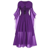 Srednjovjekovni nošmi za žene Vintage čipka up plus veličina gotička haljina mreža za spajanje leptir